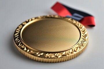 gold medal with red ribbon