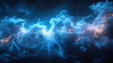 Abstract lightning effect Blue energy on black background