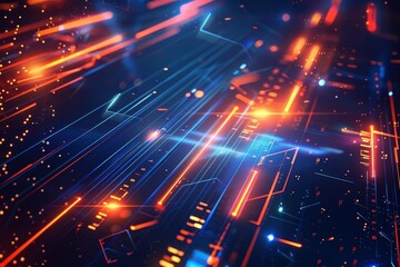 Fototapeta premium Cyberpunk style background with futuristic lines and light effects. high-tech concept with a sense of advanced technology