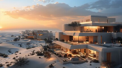 Fototapeta premium An artistic image of a modern desert city