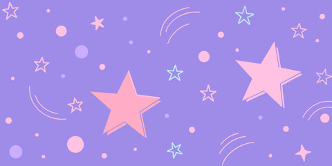 Fototapeta na wymiar Pastel Colors Background with Star Doodle for Wall