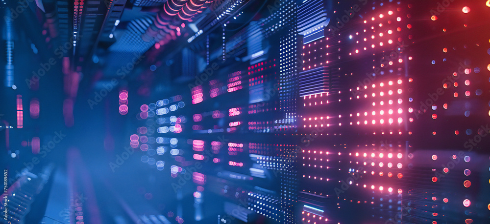 Aufkleber data center dynamics, server technology and network infrastructure, concept of digital communication