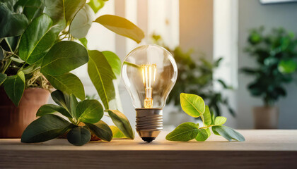 energia pulita rinnovabile lampadina natura  - obrazy, fototapety, plakaty
