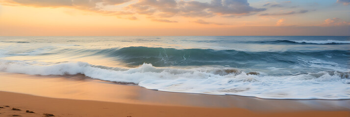 Fototapeta na wymiar Golden Dawn on BK Beach: A Blissful Morning Harmony Between Land, Sea, and Sky