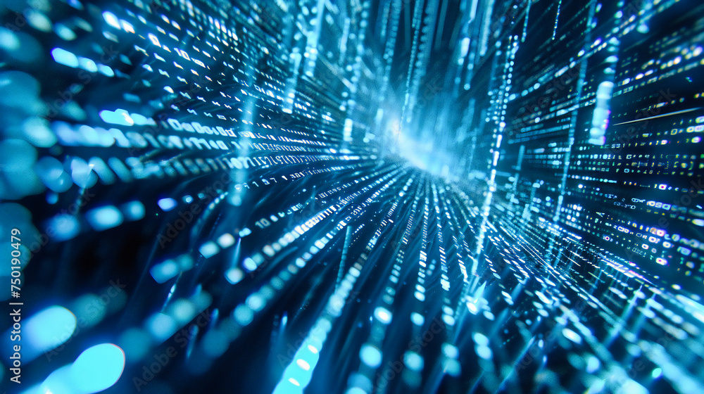 Aufkleber cybernetic symphony: abstract fusion of technology and cyberspace, envisioning the flow of digital i