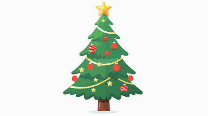 Christmas tree Icon flat vector isolated on white ba