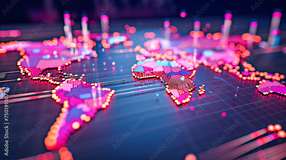 Poster cybernetic network abstract: futuristic visualization of digital connectivity and information flow i