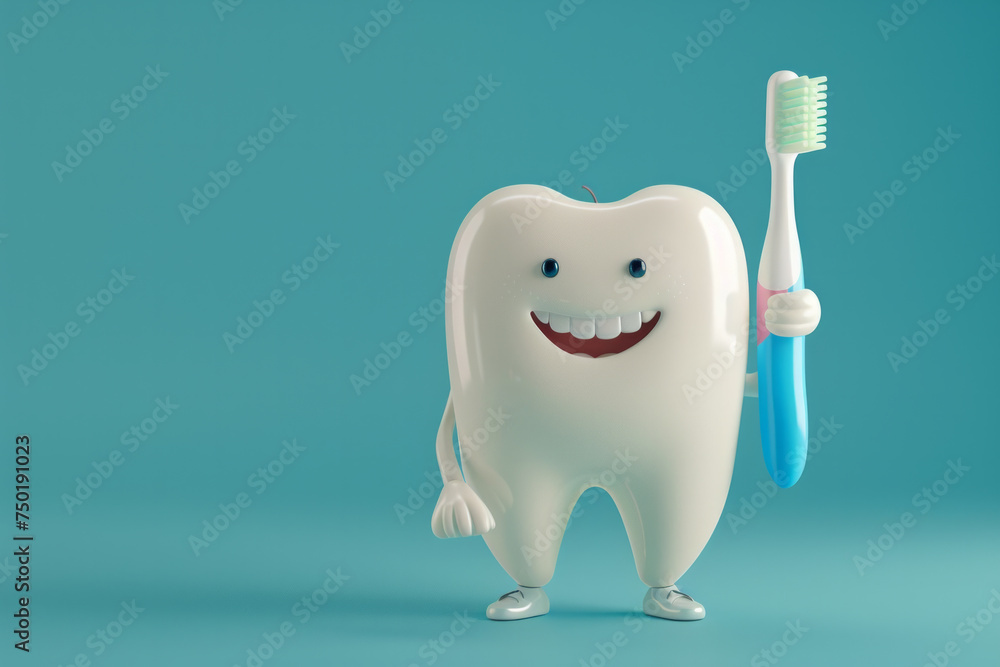 Poster dynamic 3d rendering of toothpaste in a whimsical cartoon style. against a clean colorful background
