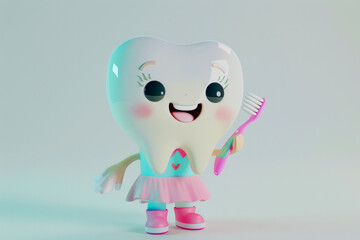 dynamic 3D rendering of toothpaste in a whimsical cartoon style. Against a clean colorful background. ideal for advertising oral hygiene products or promoting dental care in a light-hearted manner.