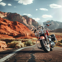 Motorcycle Adventure on Desert Road - Scenic Route and Travel Concept