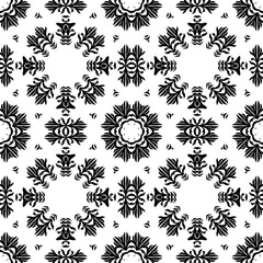 Black and white vintage seamless pattern. Floral ornamental monochrome damask background.