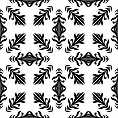 Elegant very beautiful black and white seamless pattern. Ornamental style tribal ethnic background