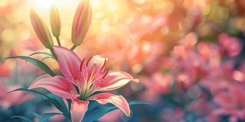 Obraz na płótnie Canvas beautiful pink lily flower