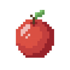 Naklejka premium Apple pixel art. Food icon vector. Pixel design.embroidery.