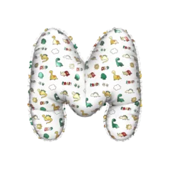 Rucksack 3D inflated balloon letter M with multicolored matte white textured dinosaurus design for children © Roger Bootsma