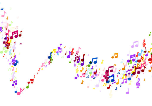 Abstract Wave of Colorful Musical Notes