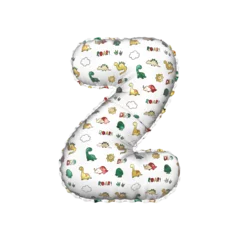Papier Peint photo Dinosaures 3D inflated balloon letter Z with multicolored matte white textured dinosaurus design for children