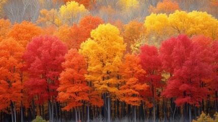  a forest filled with lots of trees covered in lots of colorful autumn leaves and trees with red, orange, yellow, and green leaves on the tops of the trees.