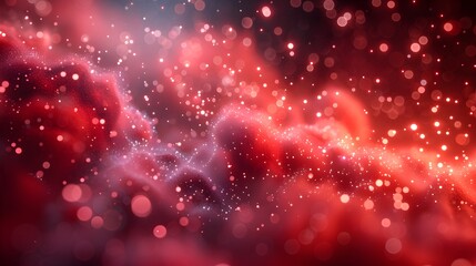 Ruby red bokeh abstract background with particles