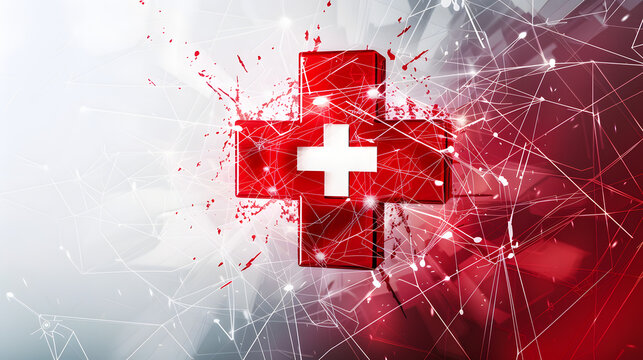 Red plus sign medical theme healthcare banner