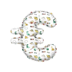 Rucksack 3D inflated balloon Euro Currency Symbol/sign with multicolored matte white textured dinosaurus design for children © Roger Bootsma