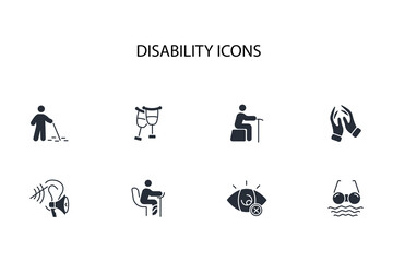 Disability icon set.vector.Editable stroke.linear style sign for use web design,logo.Symbol illustration.