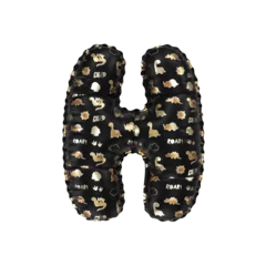Badezimmer Foto Rückwand 3D inflated balloon letter H with glossy black & gold/silver glossy textured dinosaurus design for children © Roger Bootsma