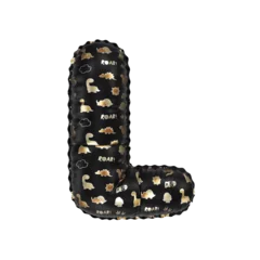 Badezimmer Foto Rückwand 3D inflated balloon letter L with glossy black & gold/silver glossy textured dinosaurus design for children © Roger Bootsma