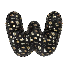 Crédence de cuisine en verre imprimé Dinosaures 3D inflated balloon letter W with glossy black & gold/silver glossy textured dinosaurus design for children