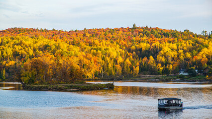 Dorwin Chute, Canada: Oct. 25 2021: Colorful autumn scenery view of Dorwin Chute in Quebec