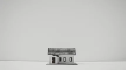 Poster Small, elegant house model on a clean, white background, symbolizing the simplicity and focus of effective real estate management © Amil