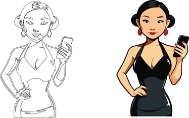 colorful and transparent Japanese female figure-