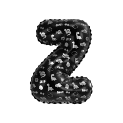 Fototapeten 3D inflated balloon letter Z with glossy black & silver fabric textured dinosaurus design for children © Roger Bootsma