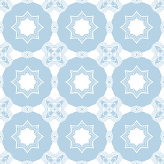 Blue and white patterned surface with geometric shapes