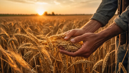 hand with grain, field autumn
