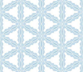 Blue and white patterned surface with geometric shapes