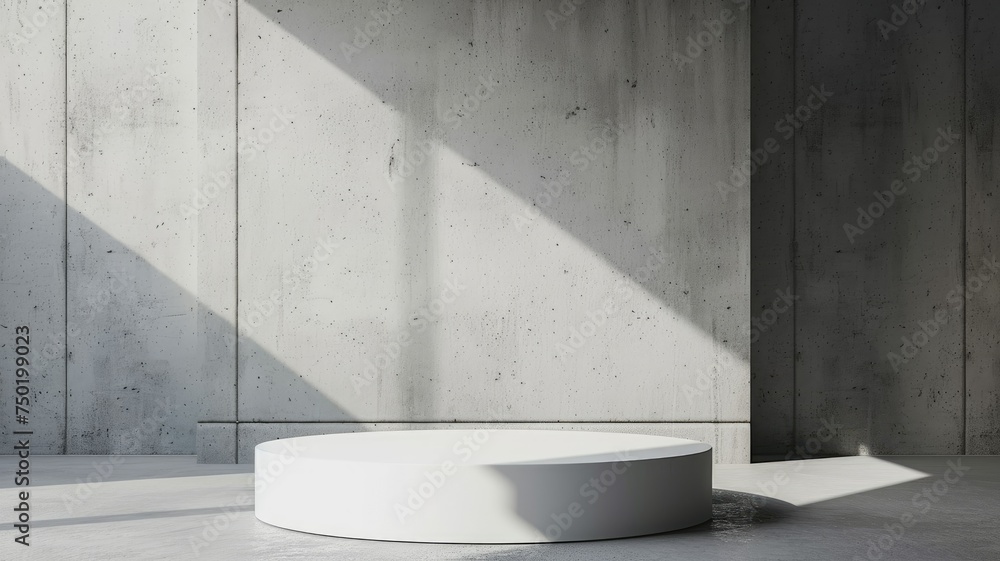 Poster minimalist product display with sunlight and shadows - a minimalist product display podium bathed in