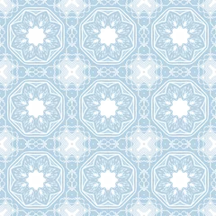 Poster Blue and white patterned surface with geometric shapes © AnaMaria