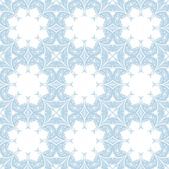 Blue and white patterned surface with geometric shapes