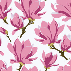 Seamless pattern with magnolia flowers, Abstract Elegance Seamless pattern with floral background