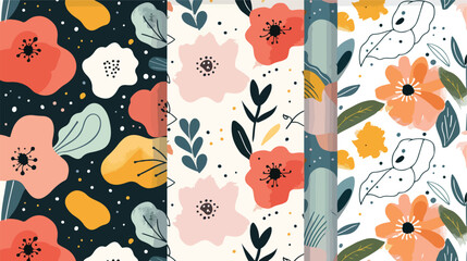 Floral abstract seamless patterns. Vector design for