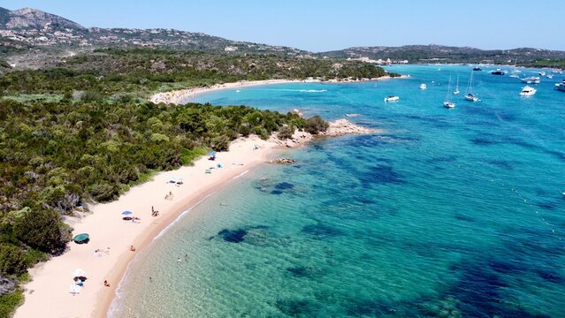 Aerial view of the beach of Li Impostu in Sardinia, italy