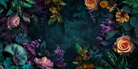 Fototapeta na wymiar Abstract Botanical Florals background pattern Generative AI