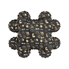 3D inflated balloon Hash/Pound Symbol/sign with black and yellow fabric textured dinosaurus design for children