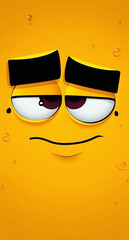 sad cartoon face on a yellow plain background