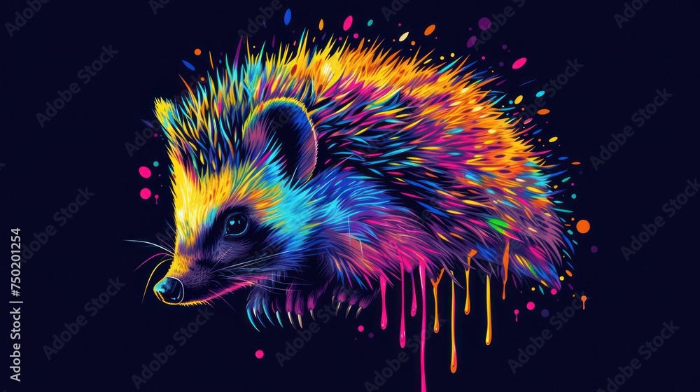Poster a colorful skew of paint splattered on a black background with a skew of paint splattered on the top