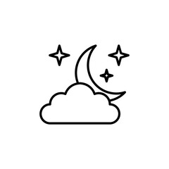 moon,star and cloud vector icon.cressentmoon sky night icon in trendy style isolated on white background. Website pictogram. Internet symbol for your web site design, logo, app, UI.