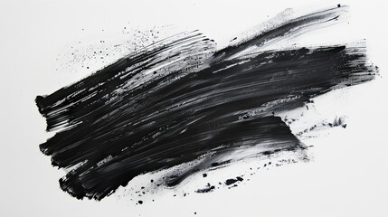Abstract black brush stroke with splatter on white, representing creativity and emotional expression