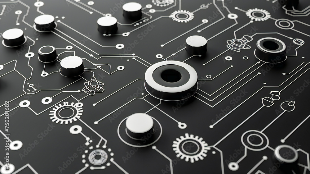 Poster circuit precision: detailed view of a computer circuit board, highlighting the foundations of digita
