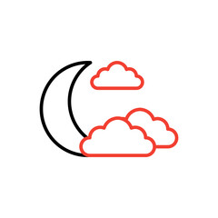 moon and cloud vector icon.cressentmoon sky night icon in trendy style isolated on white background. Website pictogram. Internet symbol for your web site design, logo, app, UI.